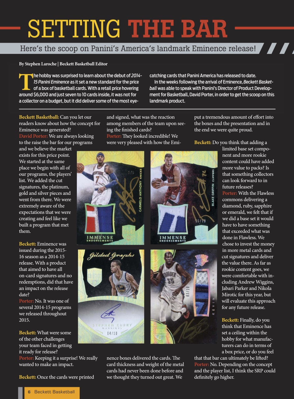 Beckett Basketball Magazine Preview Pages