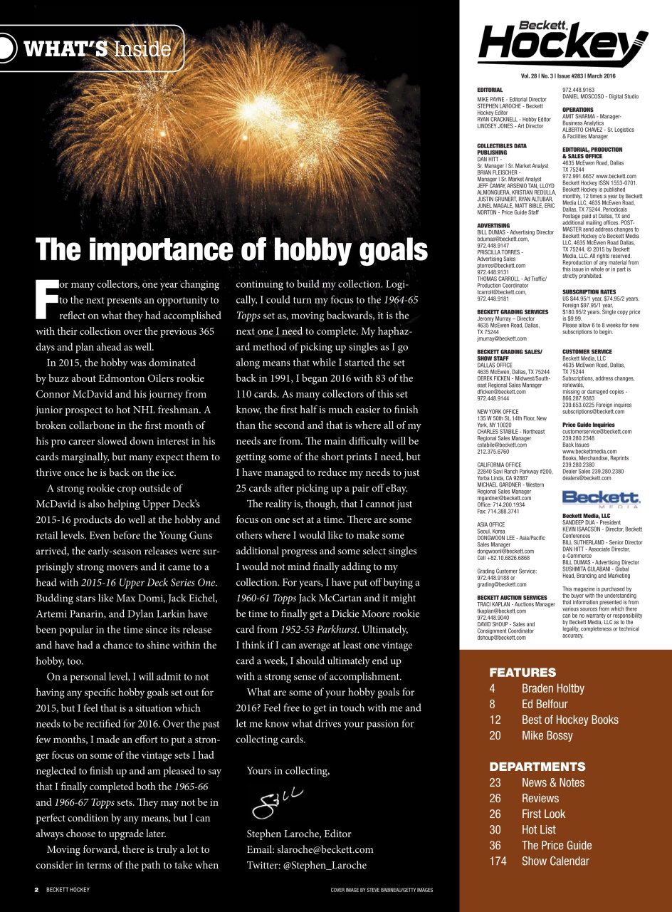 Beckett Hockey Magazine Preview Pages