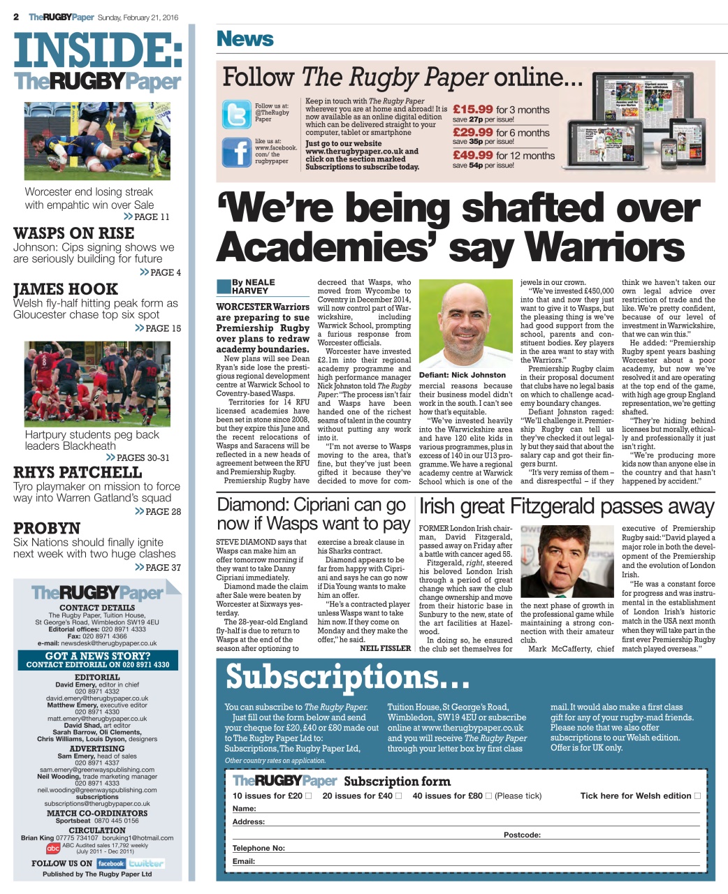 The Rugby Paper Preview Pages