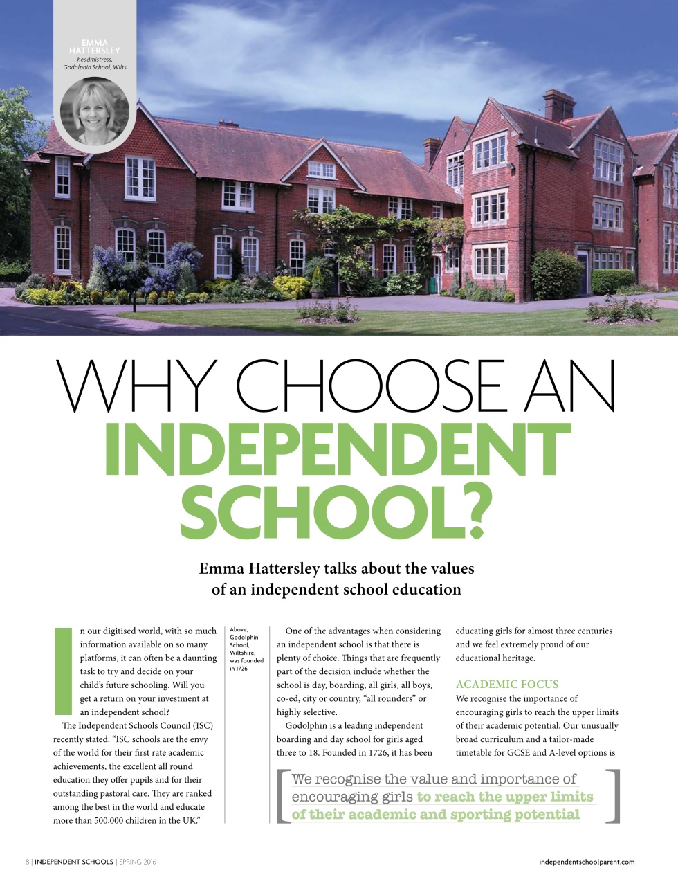 Independent School Parent Preview Pages
