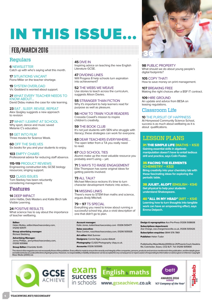 Teach Secondary Preview Pages