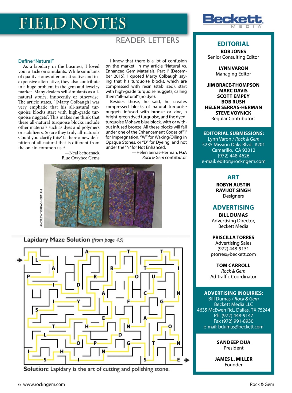 Rock&Gem Magazine Preview Pages