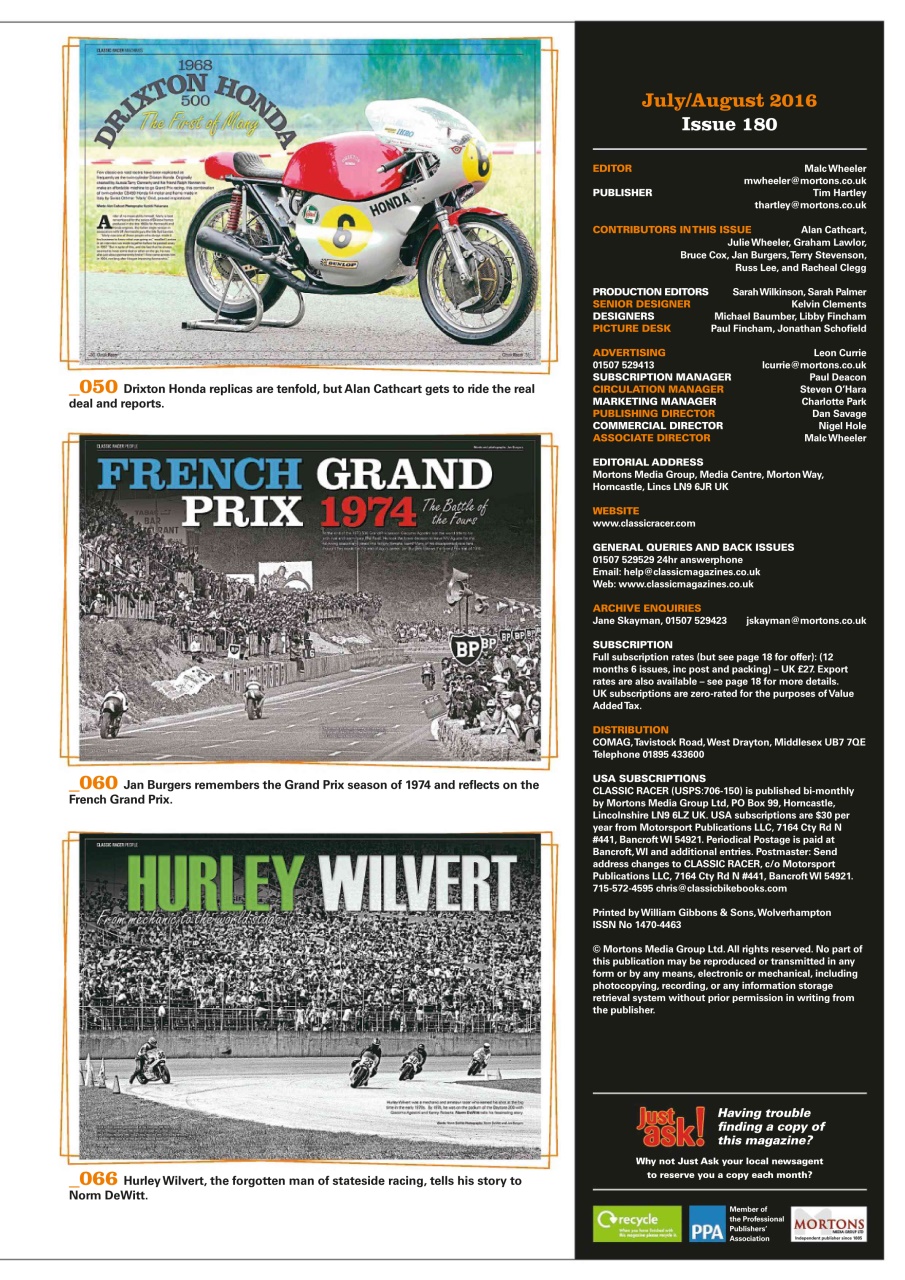 Classic Racer Preview Pages