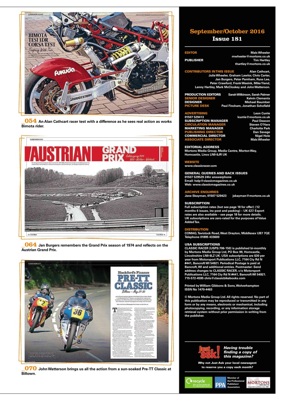 Classic Racer Preview Pages