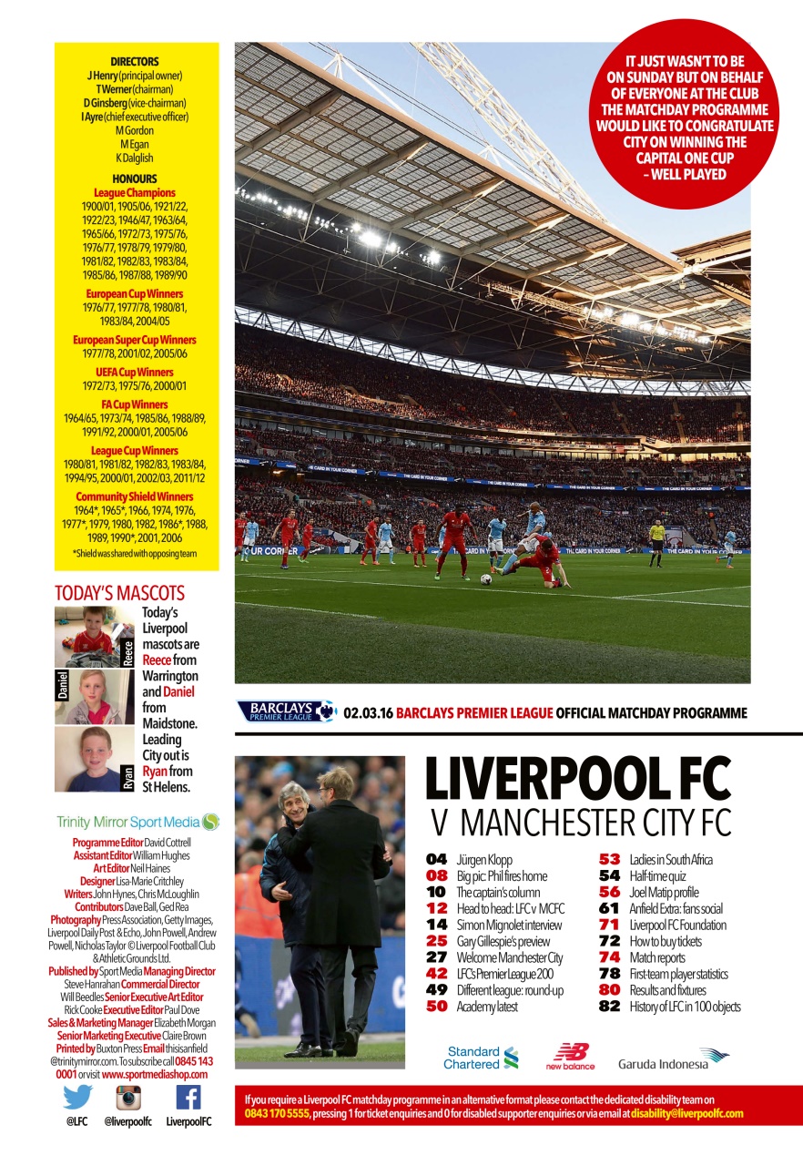 Liverpool FC Programmes Preview Pages