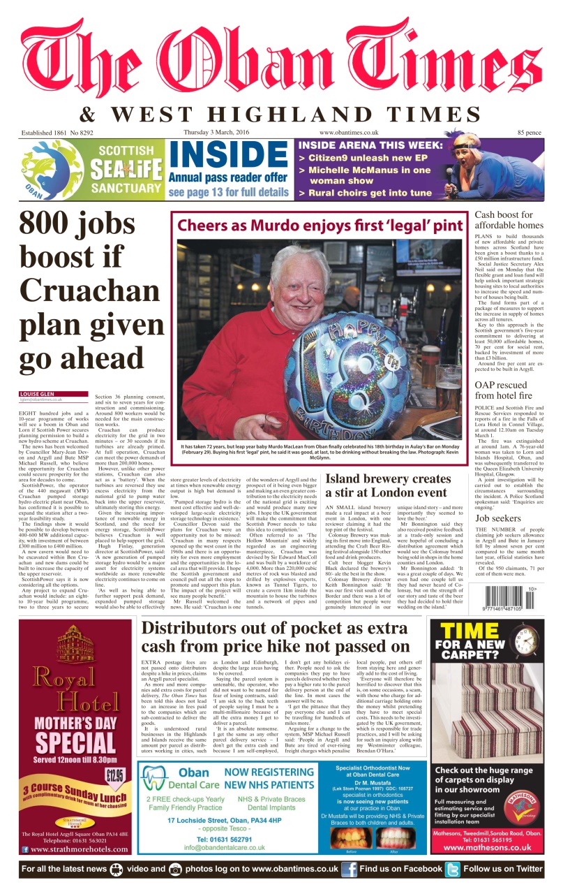 The Oban Times & Lochaber Times Preview Pages