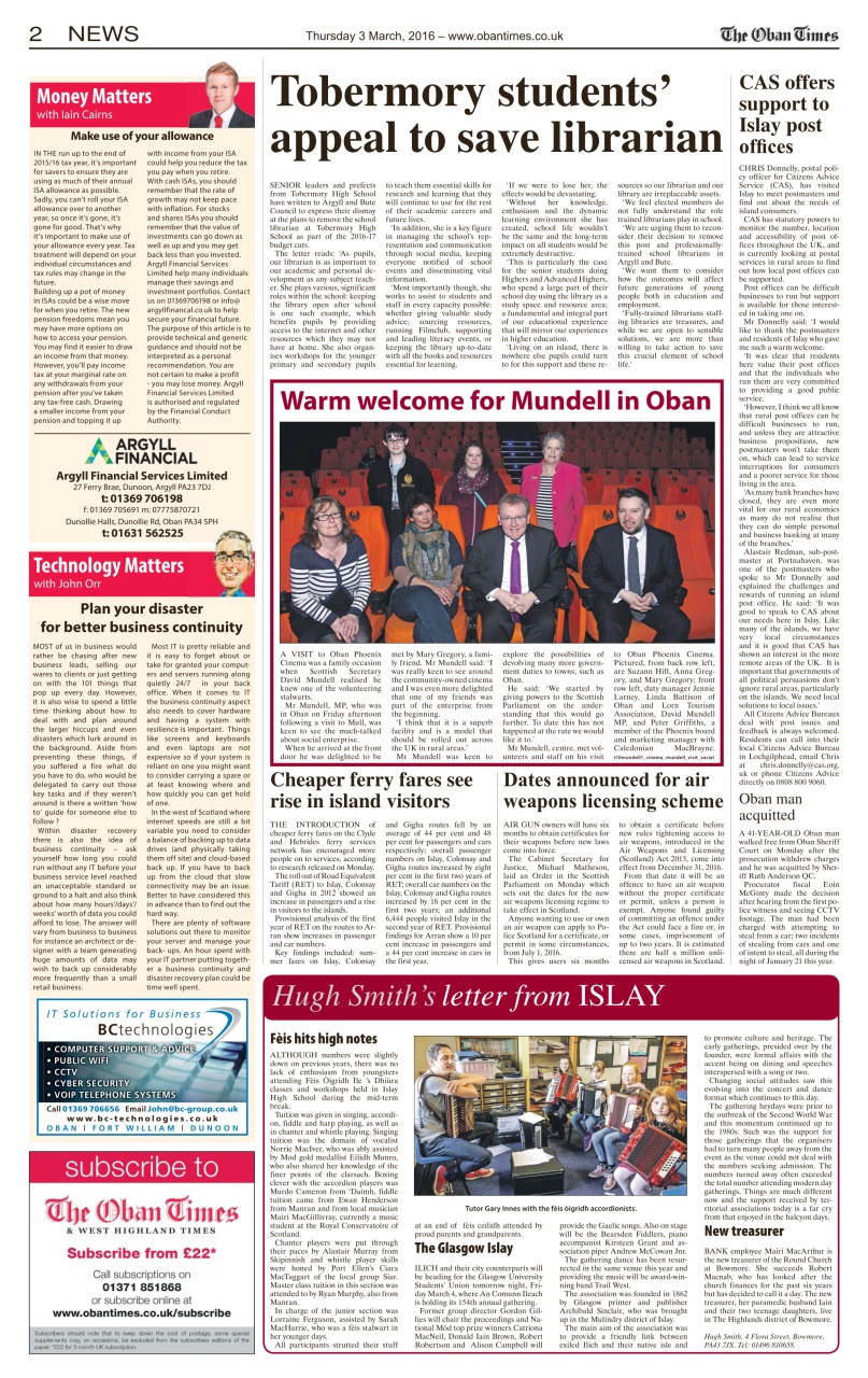 The Oban Times & Lochaber Times Preview Pages