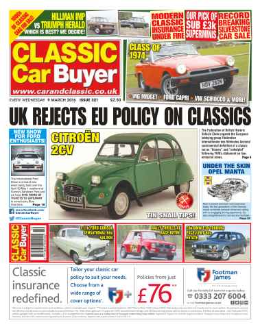 Classic Car Buyer issue No. 321 UK Rejects EU Policy On Classics
