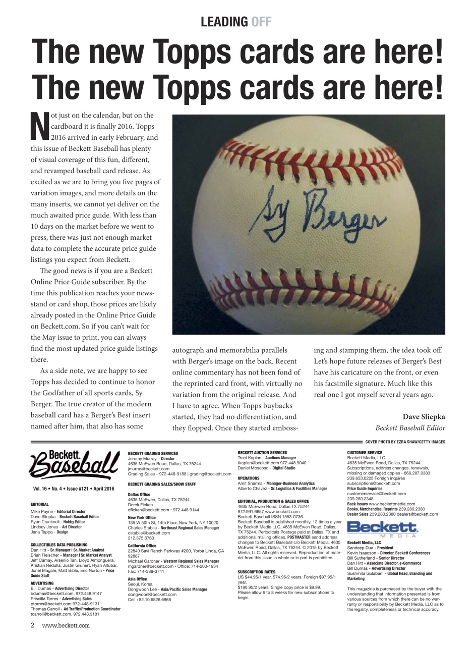 Beckett Baseball Magazine Preview Pages