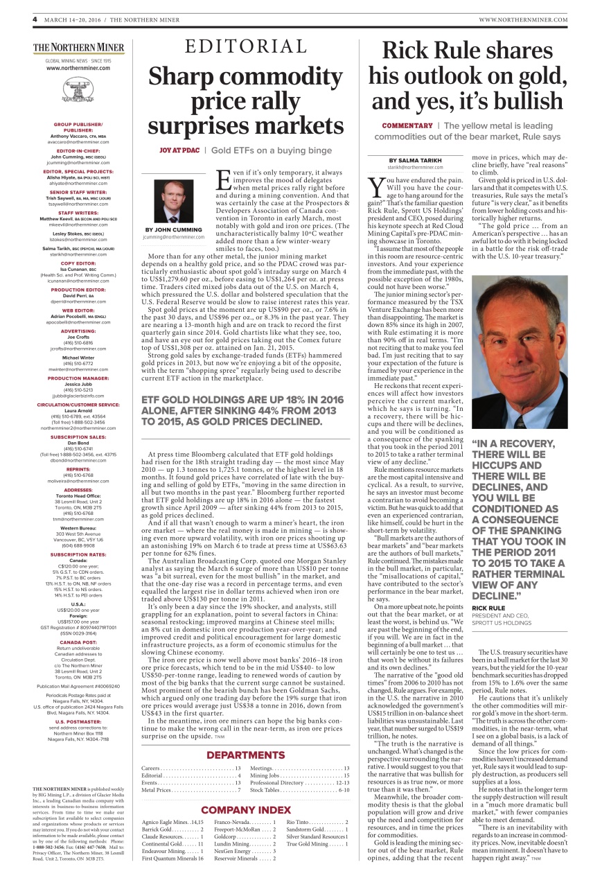 The Northern Miner Preview Pages