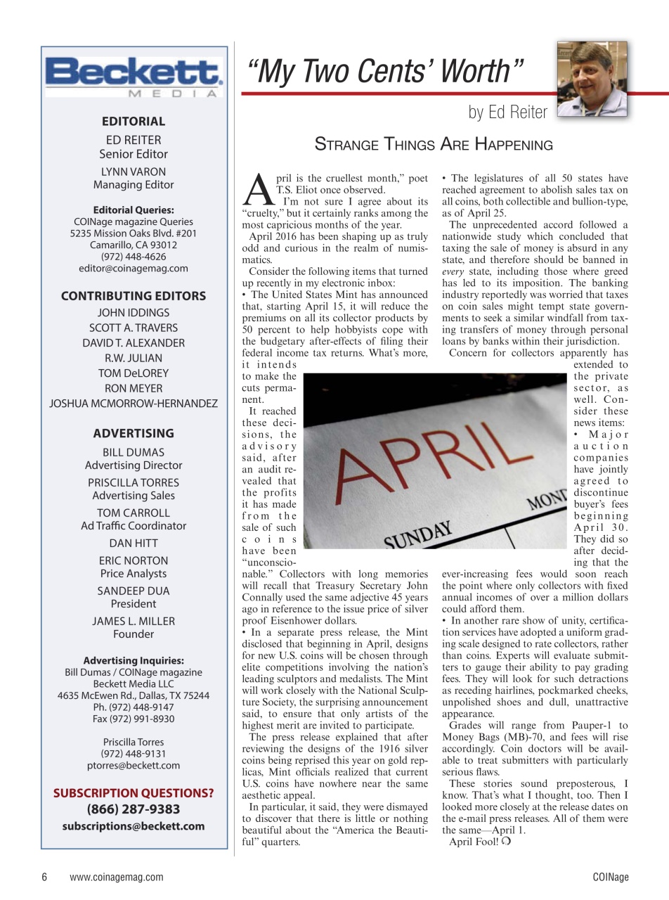 COINage Magazine Preview Pages