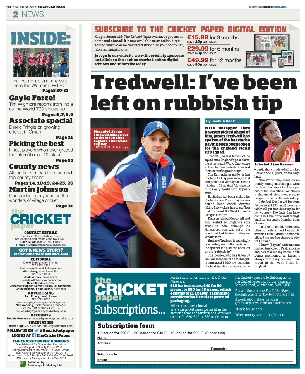 The Cricket Paper Preview Pages