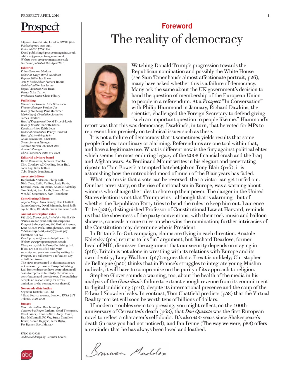 Prospect Magazine Preview Pages