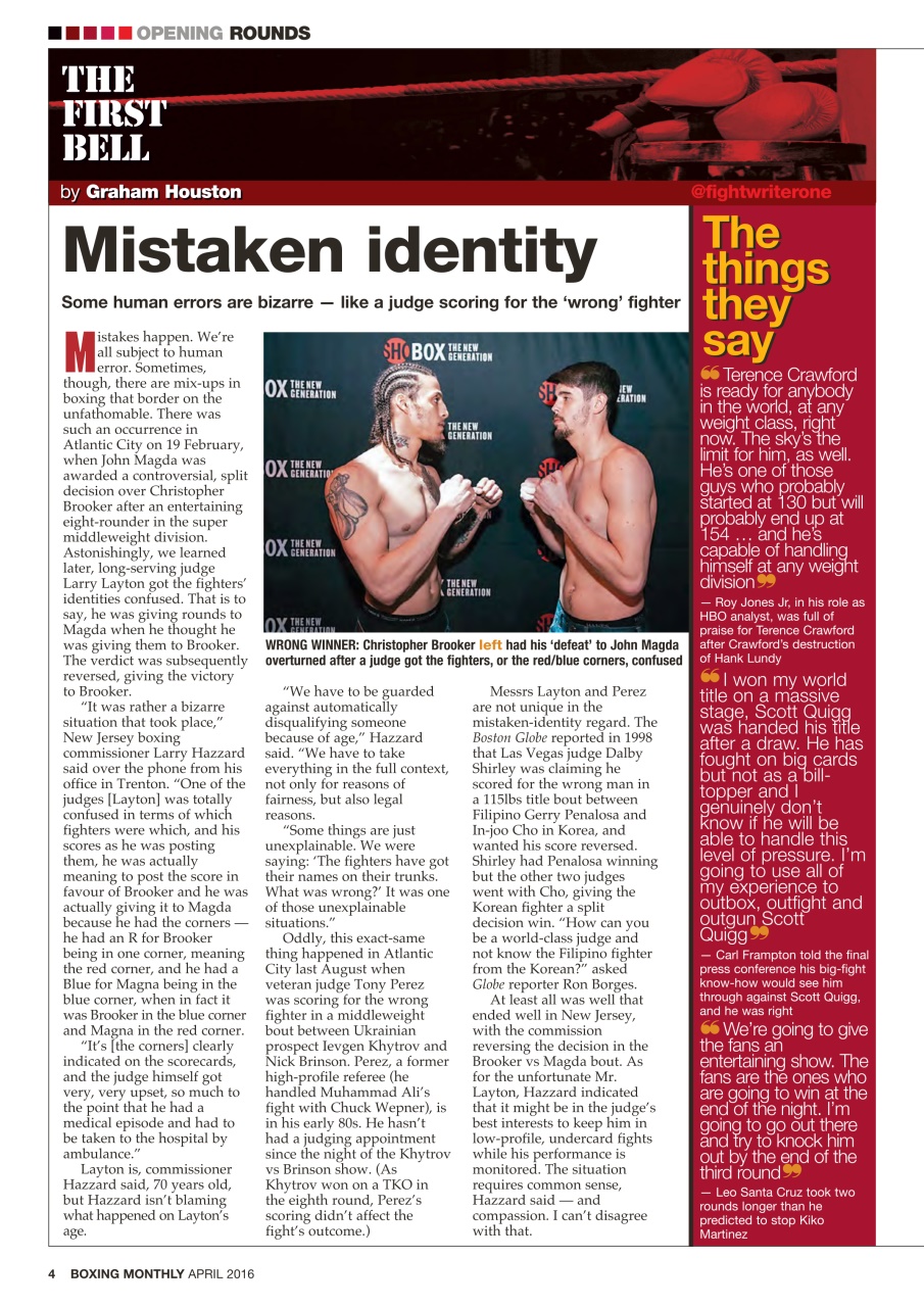 Boxing Monthly Preview Pages