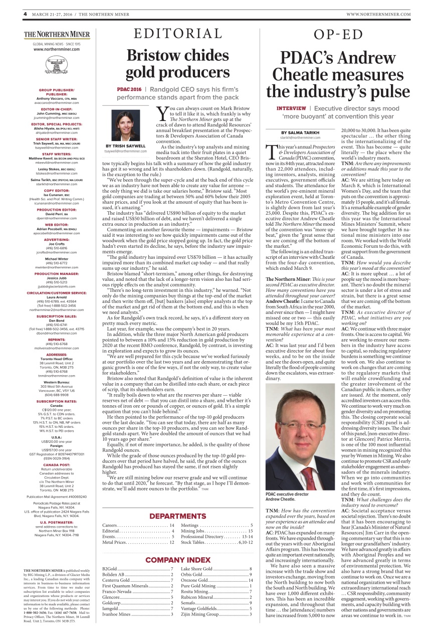 The Northern Miner Preview Pages