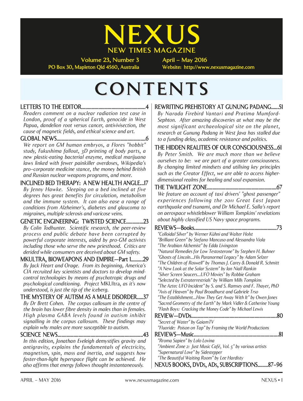 Nexus Magazine Preview Pages