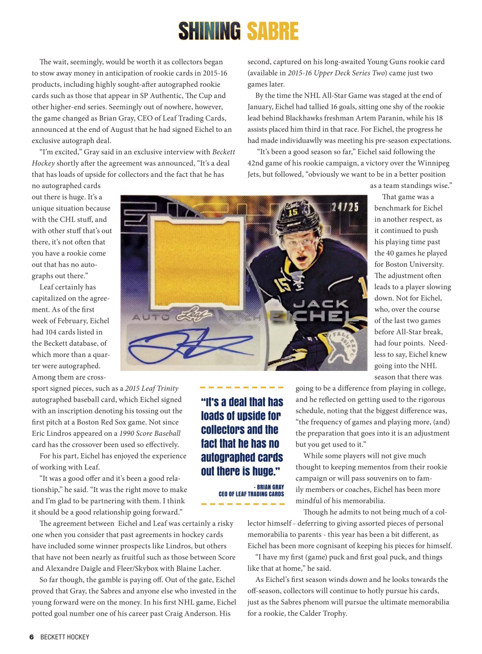 Beckett Hockey Magazine Preview Pages