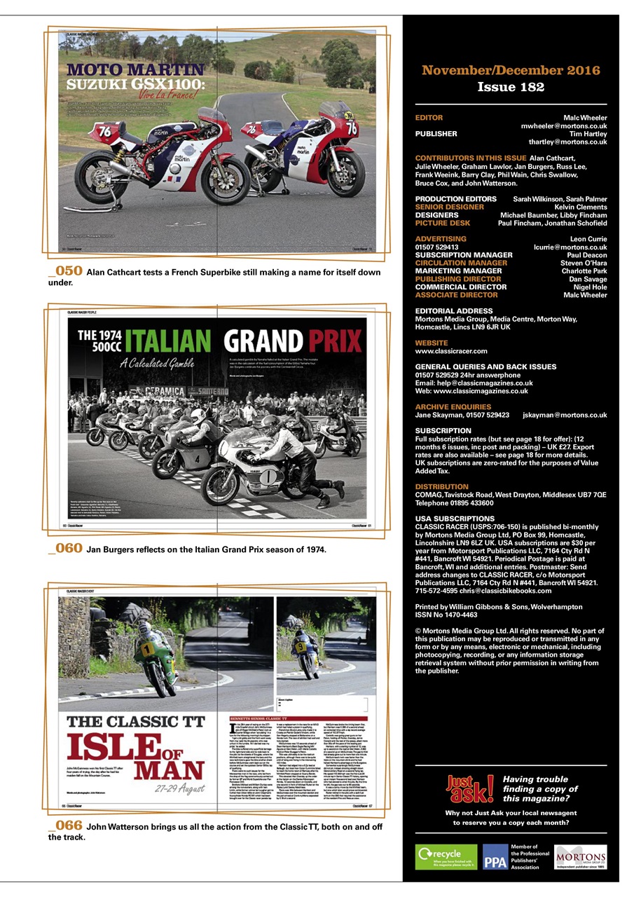 Classic Racer Preview Pages