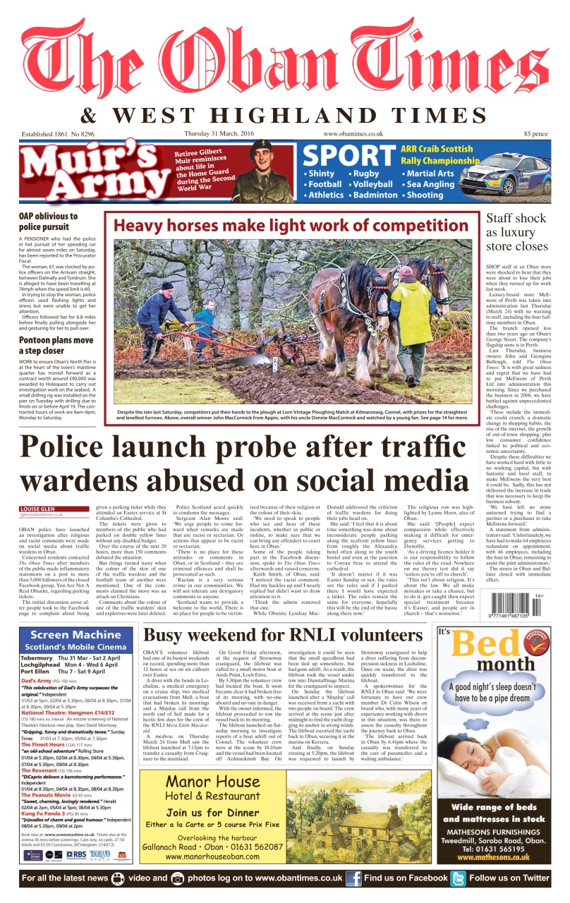 The Oban Times & Lochaber Times Preview Pages