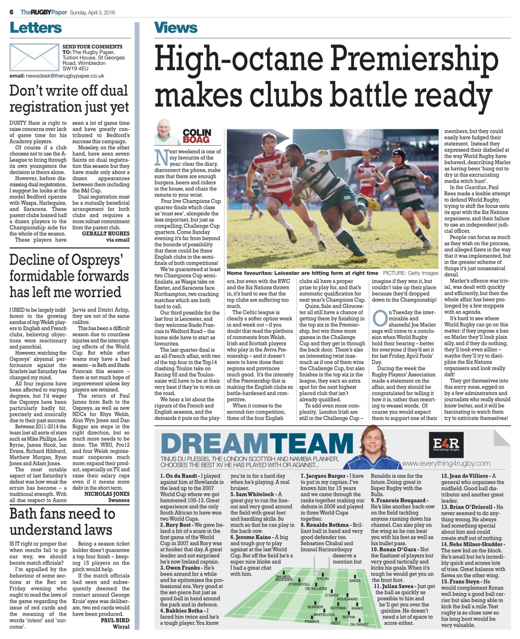 The Rugby Paper Preview Pages