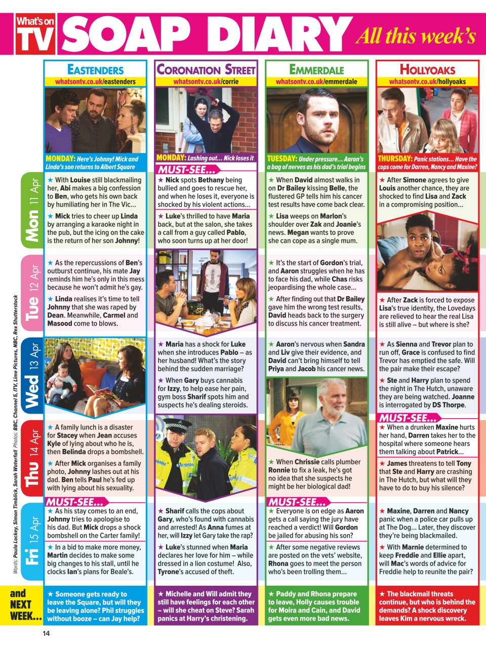 What's on TV Preview Pages