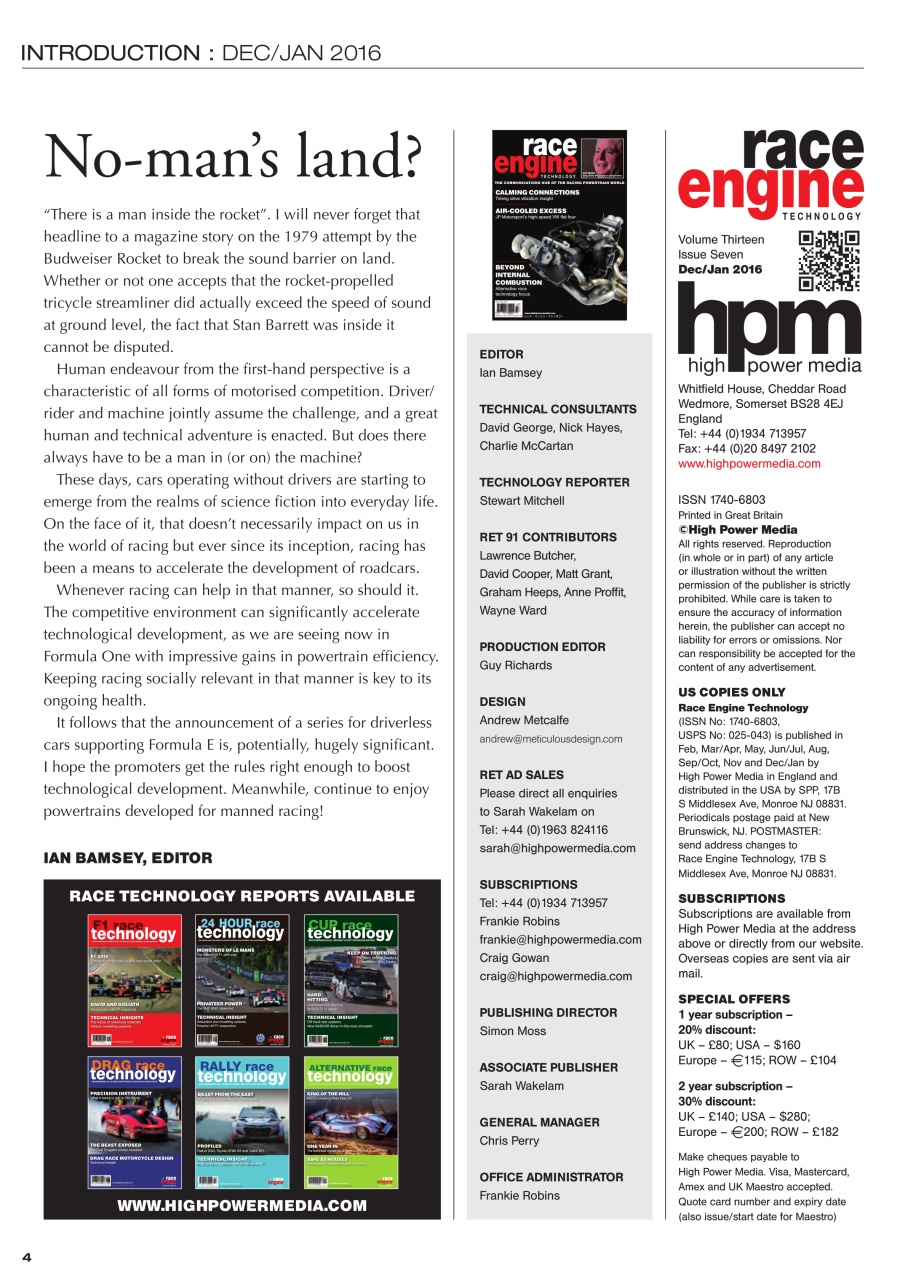 Race Engine Technology Preview Pages