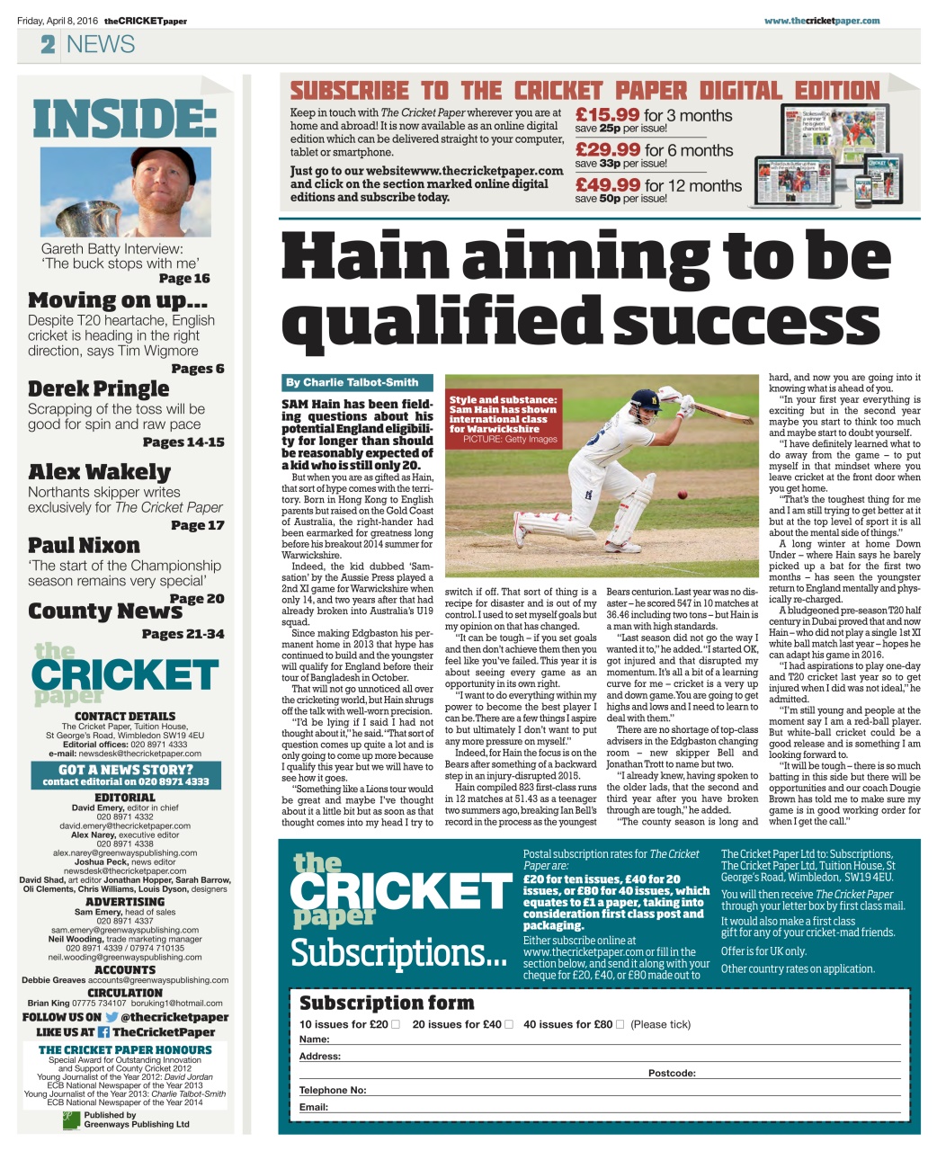 The Cricket Paper Preview Pages