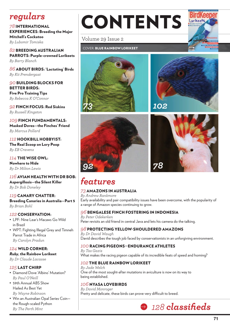 Australian Birdkeeper Magazine Preview Pages