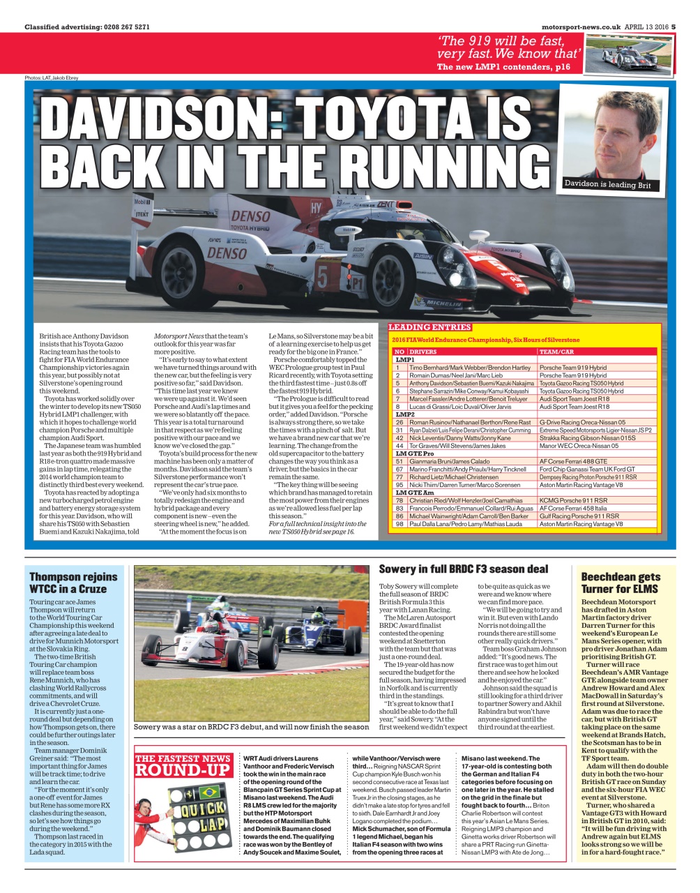 Motorsport News Preview Pages