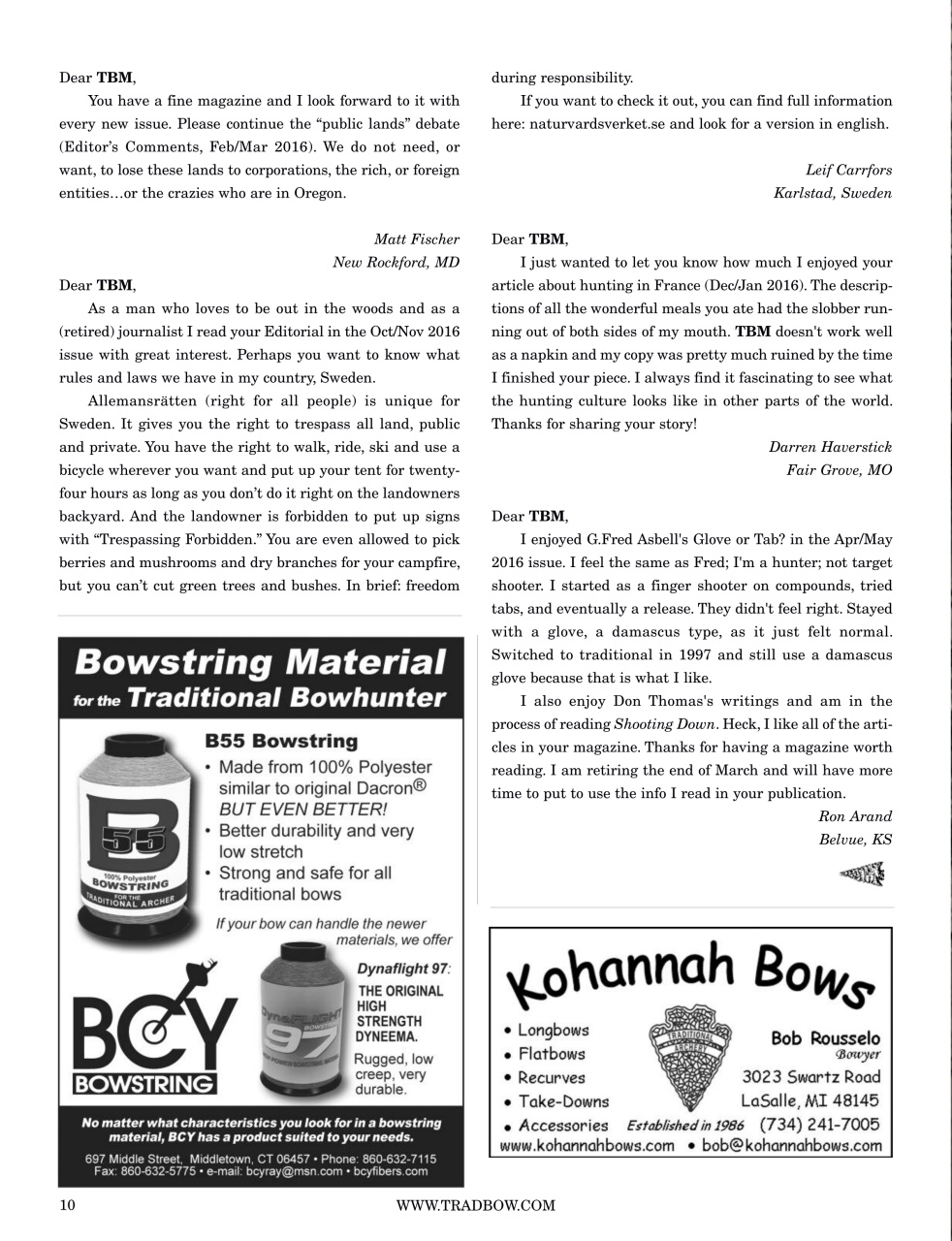 Traditional Bowhunter Magazine Preview Pages