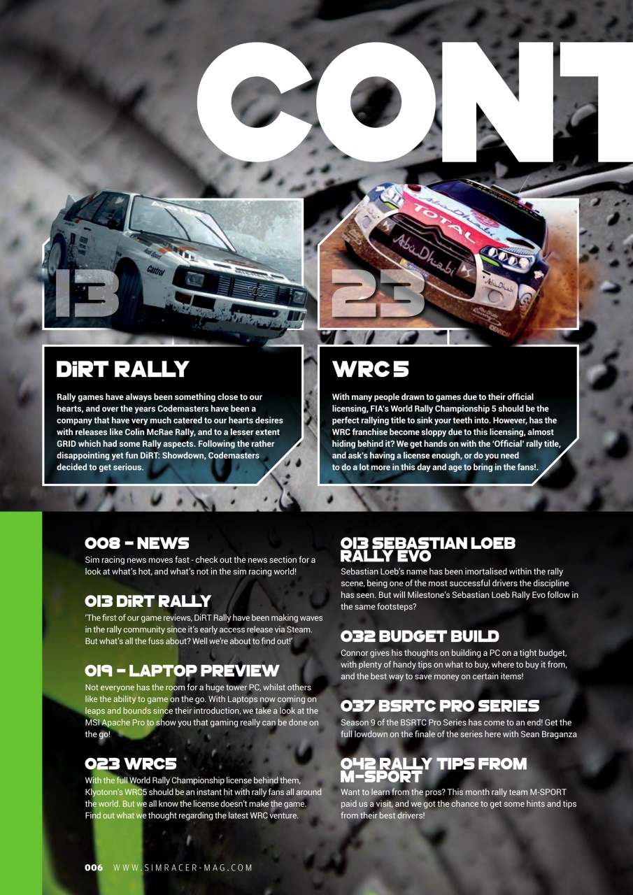 Sim Racer Preview Pages
