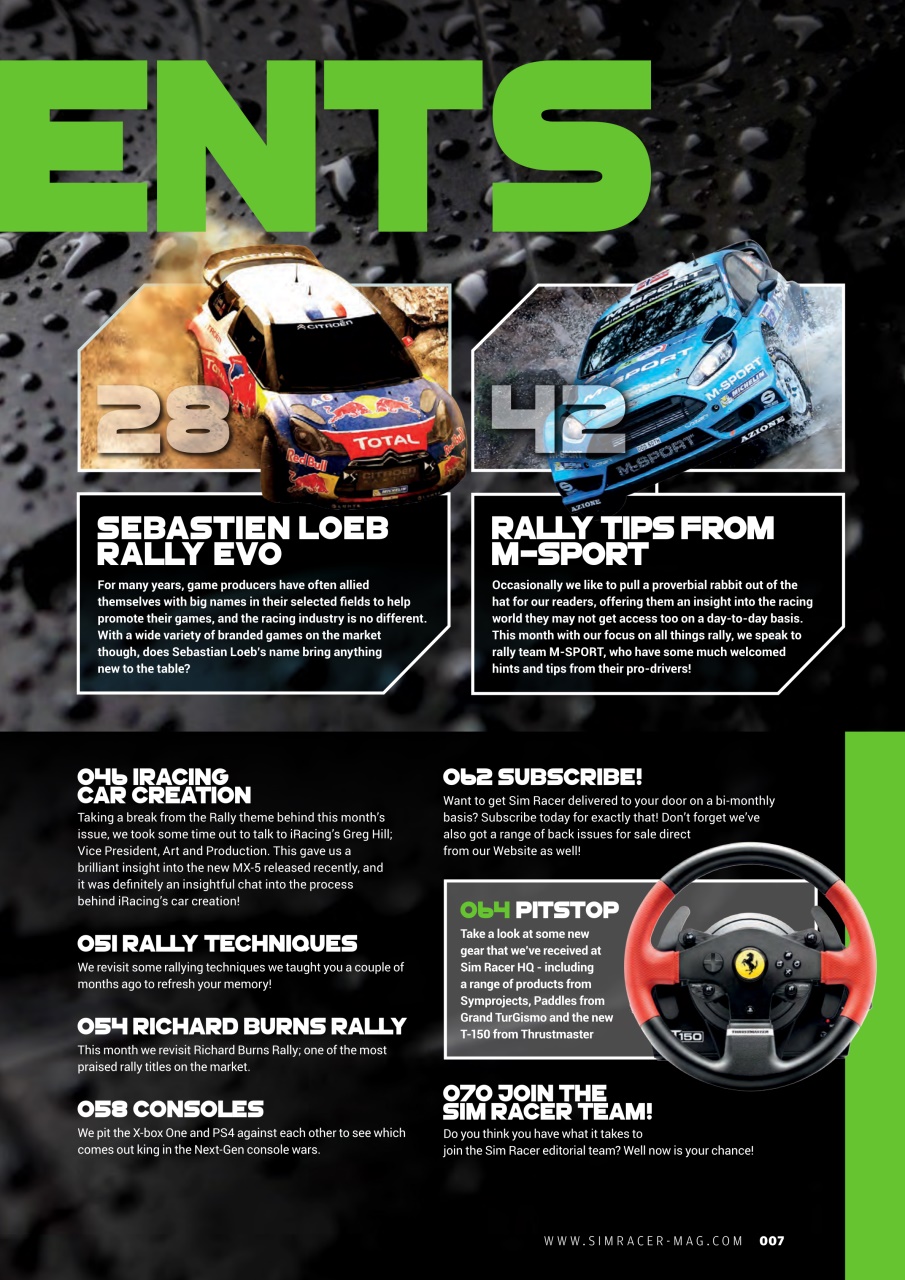 Sim Racer Preview Pages