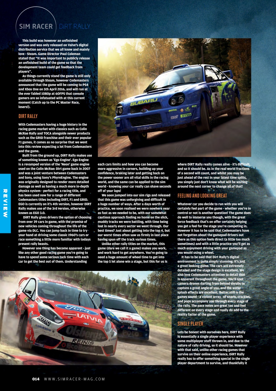 Sim Racer Preview Pages
