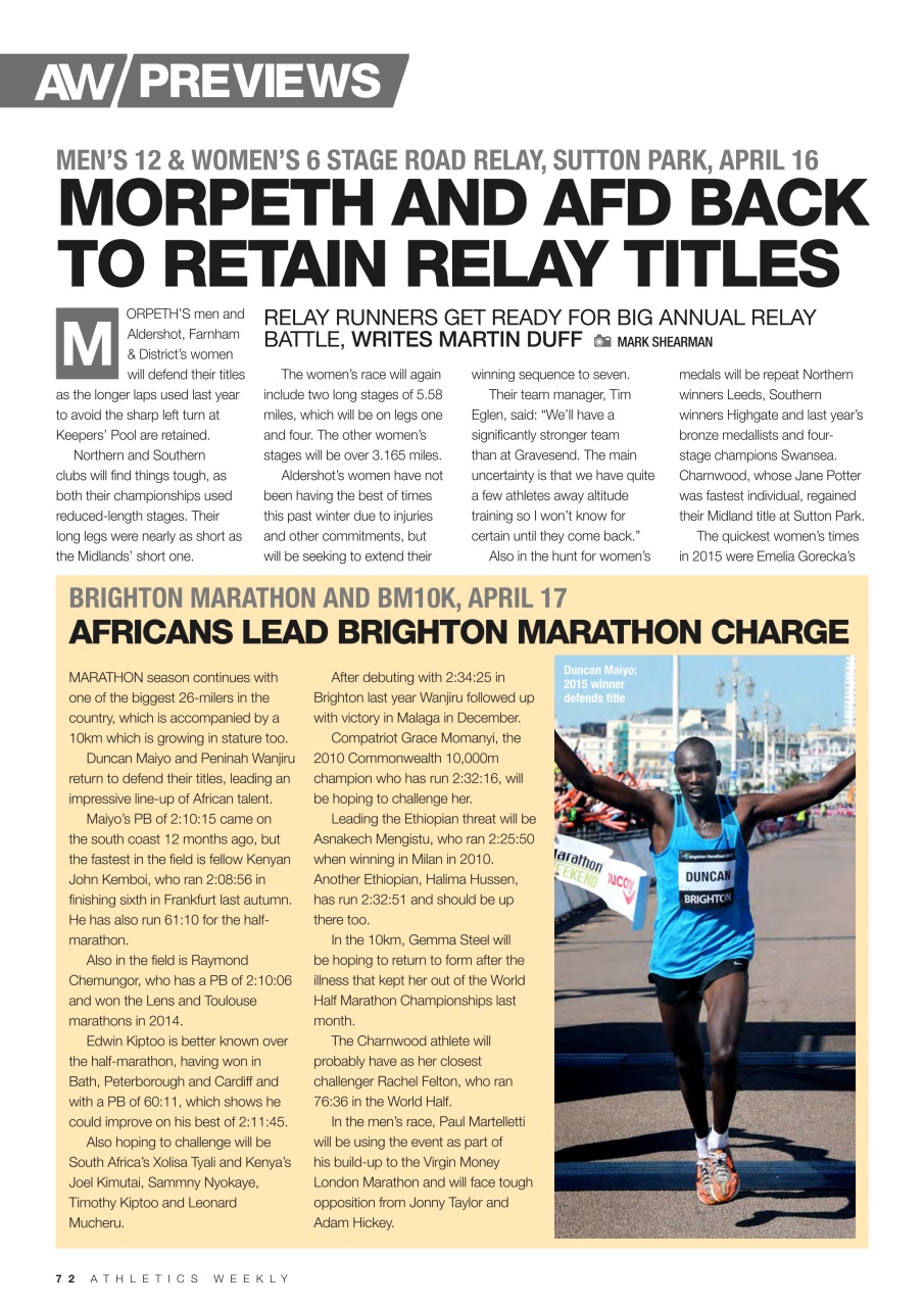 AW – Athletics Weekly Magazine Preview Pages