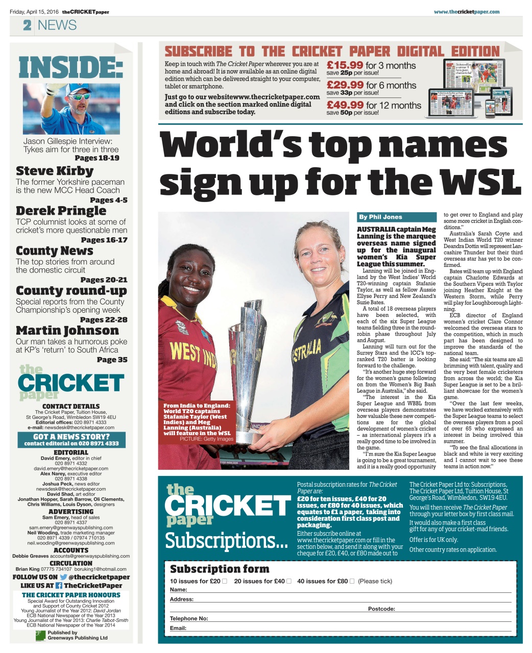 The Cricket Paper Preview Pages