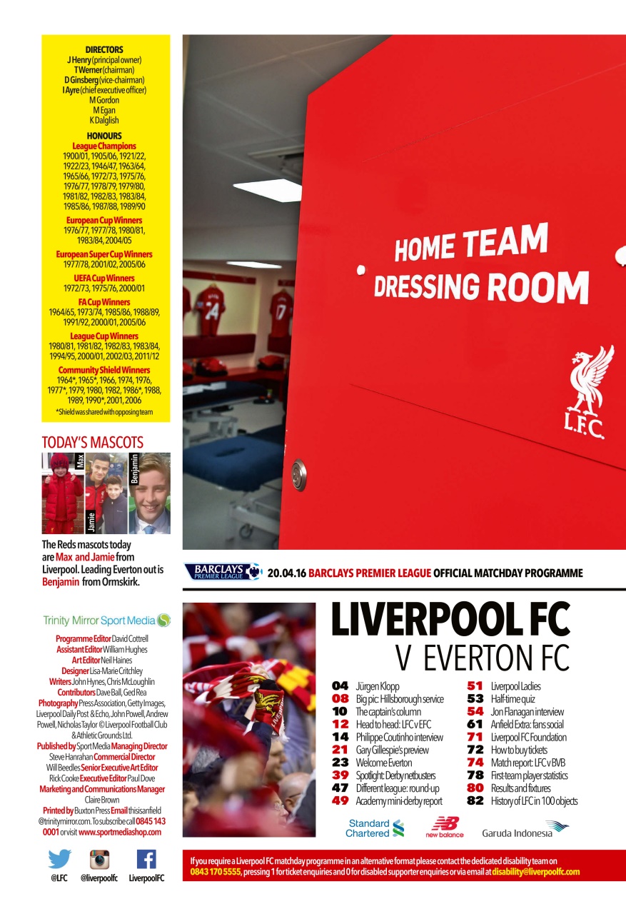 Liverpool FC Programmes Preview Pages