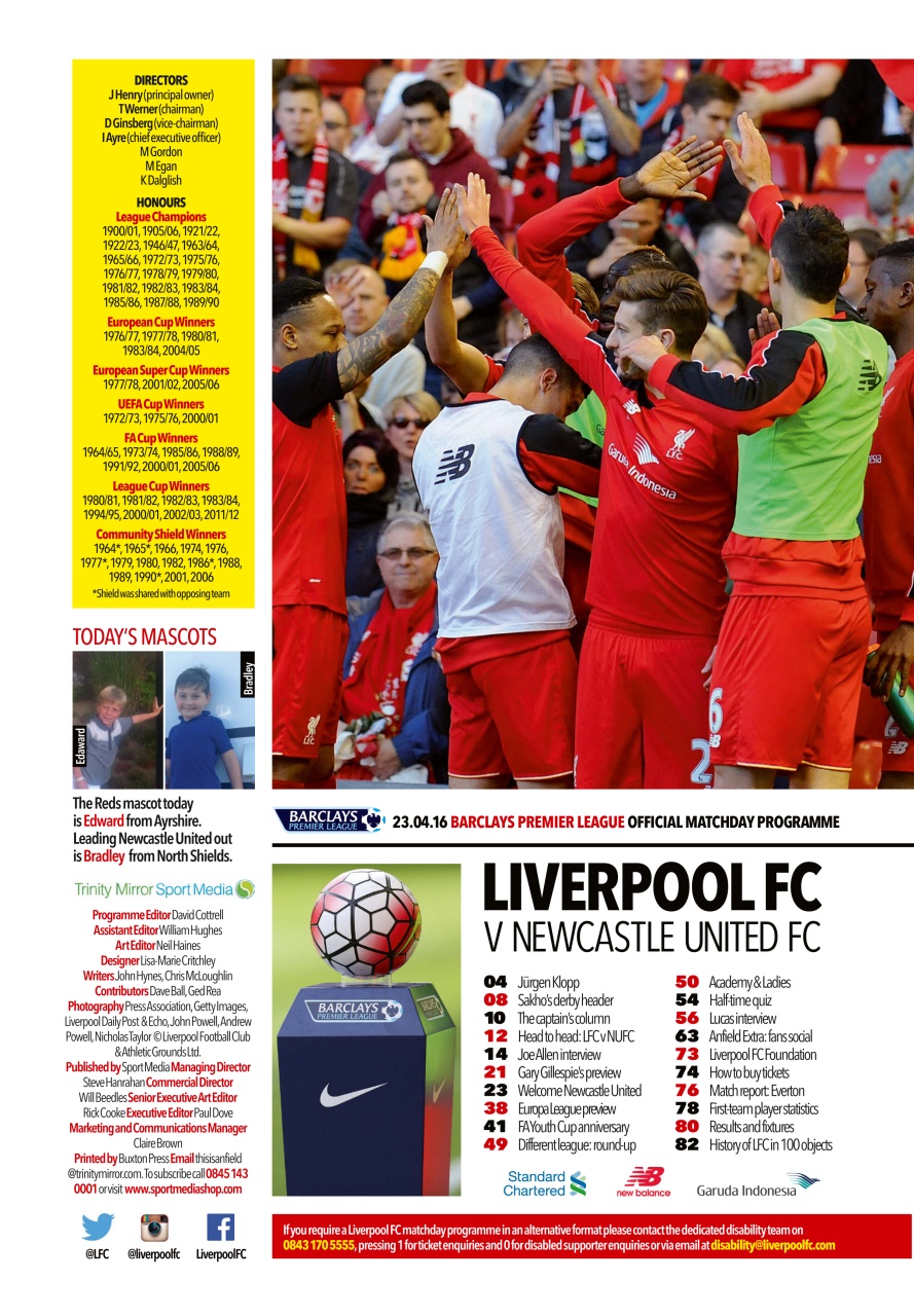 Liverpool FC Programmes Preview Pages
