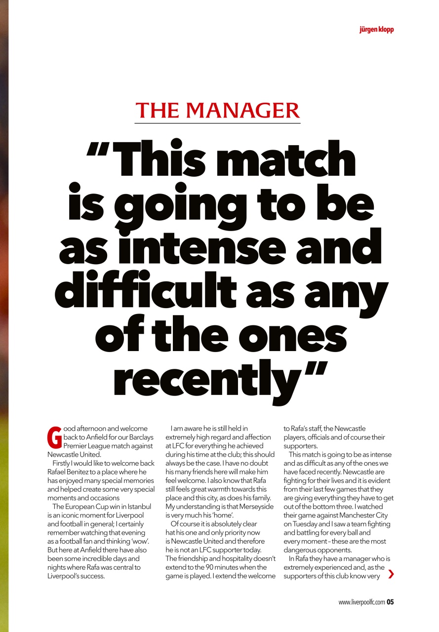 Liverpool FC Programmes Preview Pages