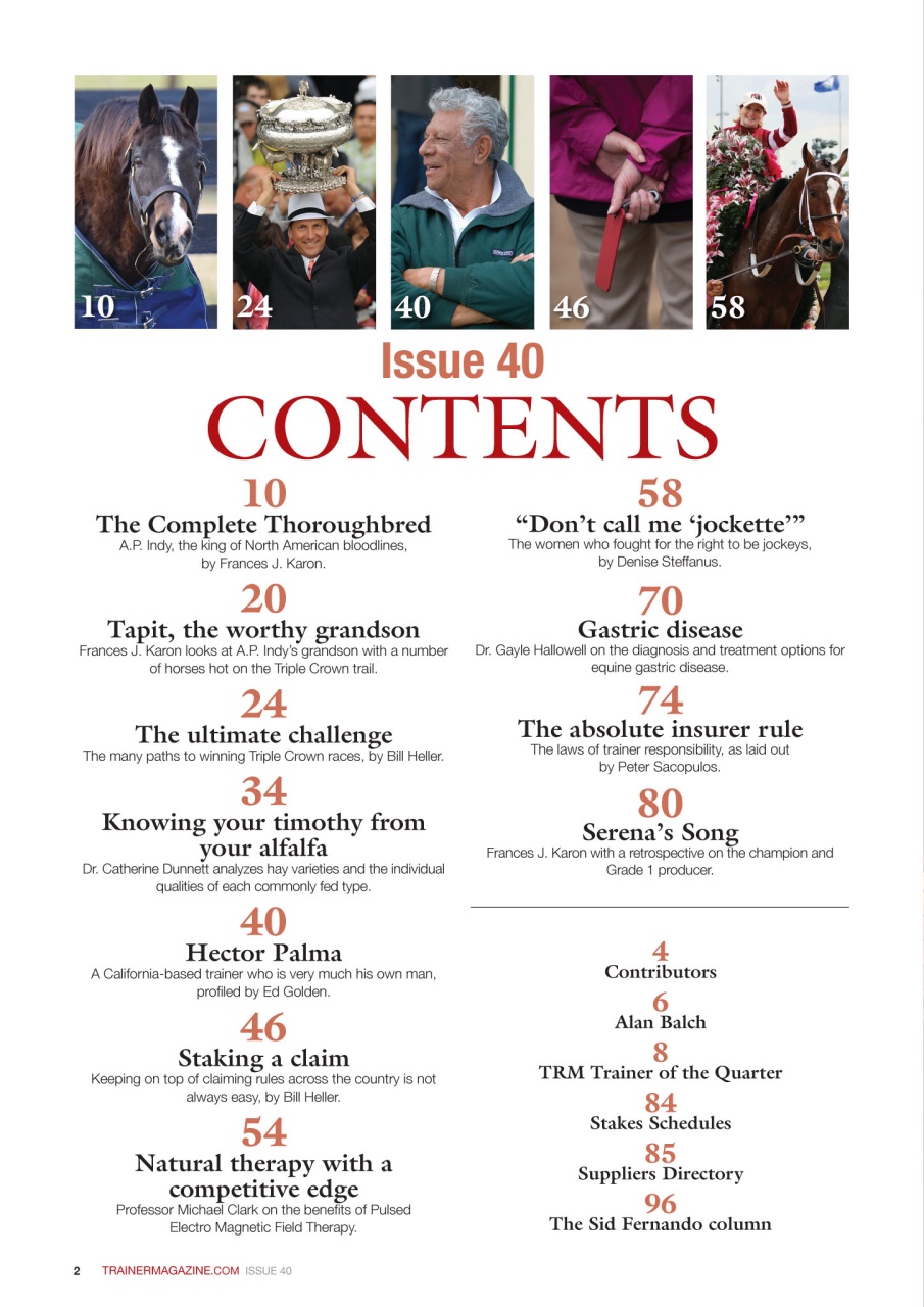North American Trainer Magazine - horse racing Preview Pages
