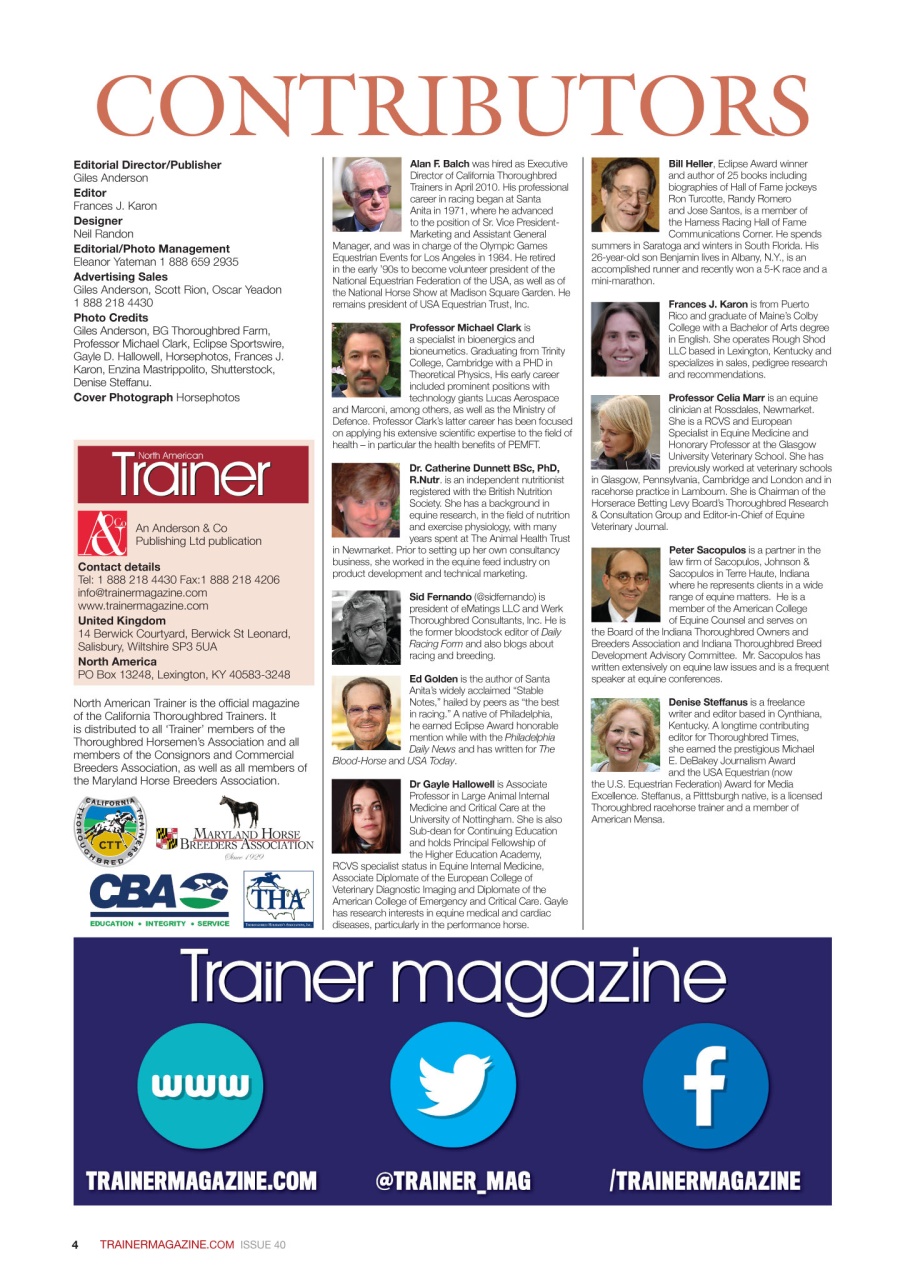 North American Trainer Magazine - horse racing Preview Pages