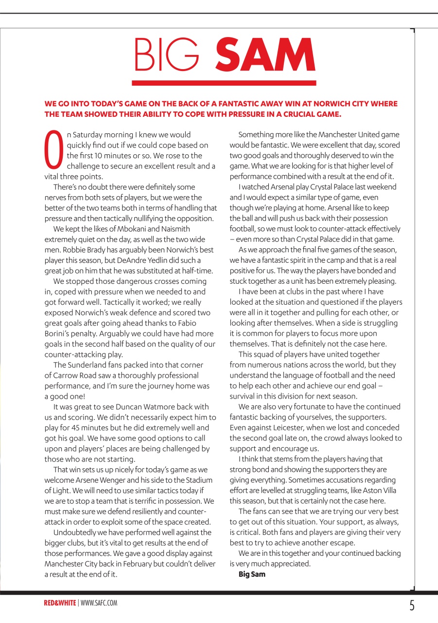 Sunderland FC Preview Pages