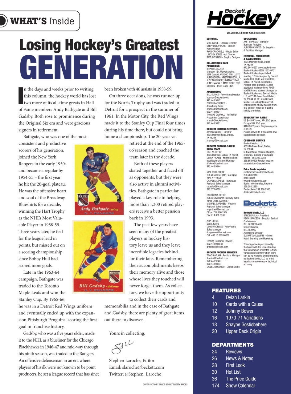 Beckett Hockey Magazine Preview Pages