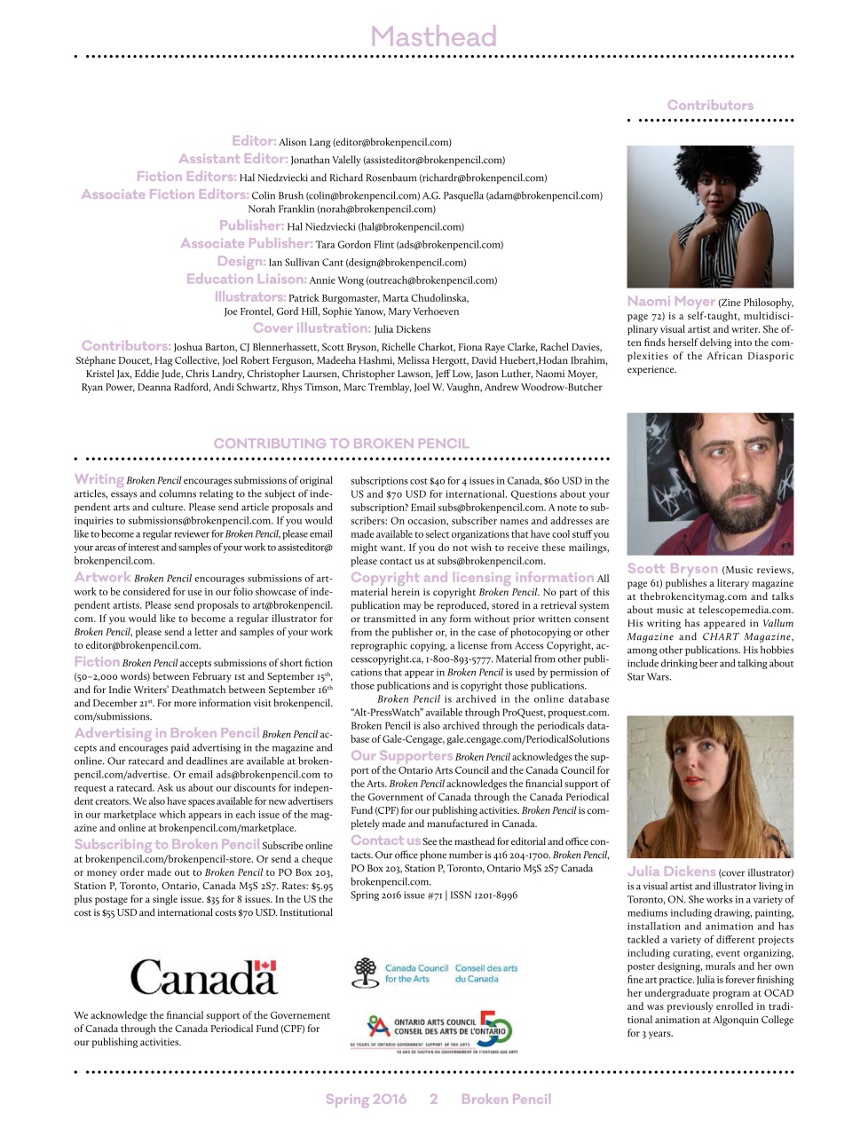 Broken Pencil Preview Pages