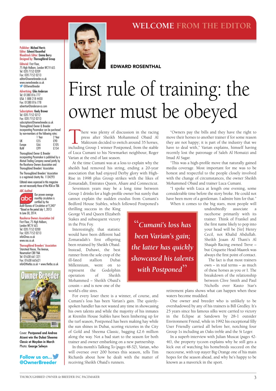 The Owner Breeder Preview Pages