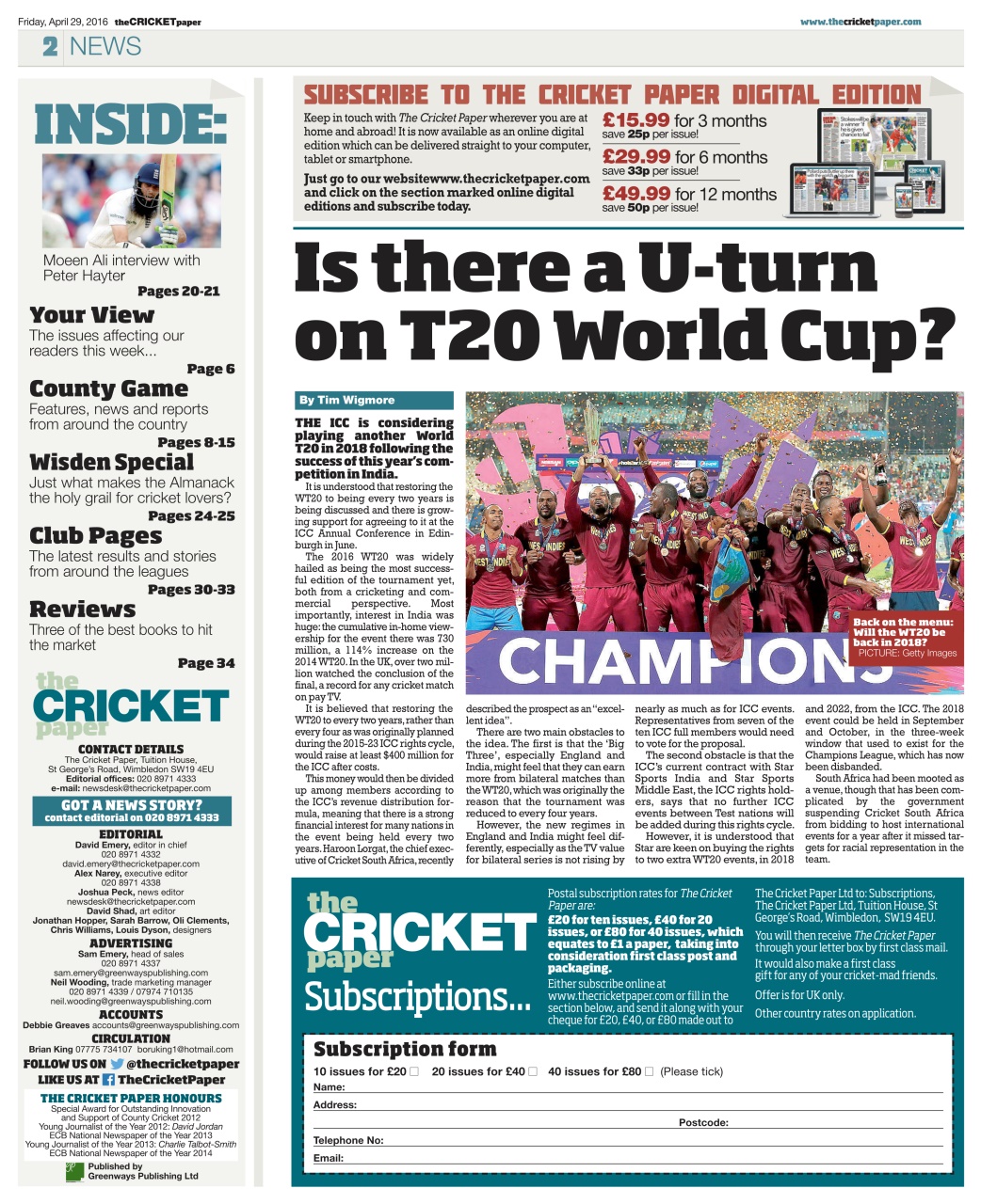 The Cricket Paper Preview Pages