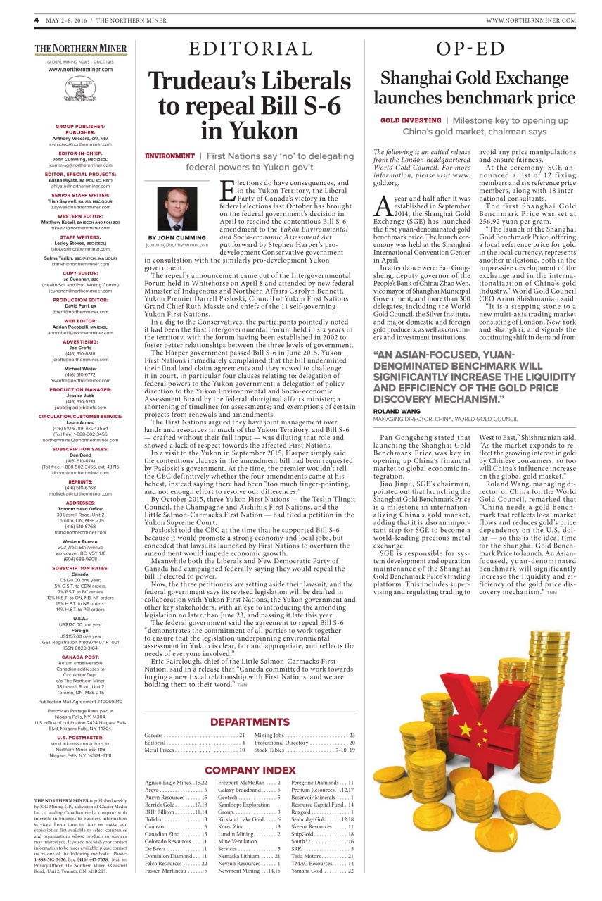 The Northern Miner Preview Pages