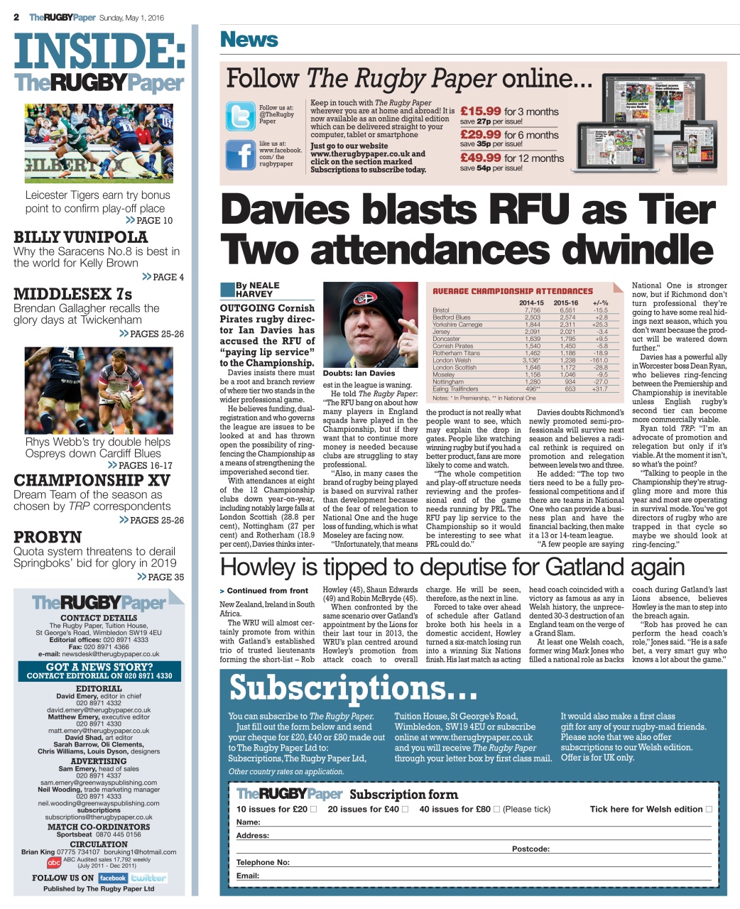 The Rugby Paper Preview Pages