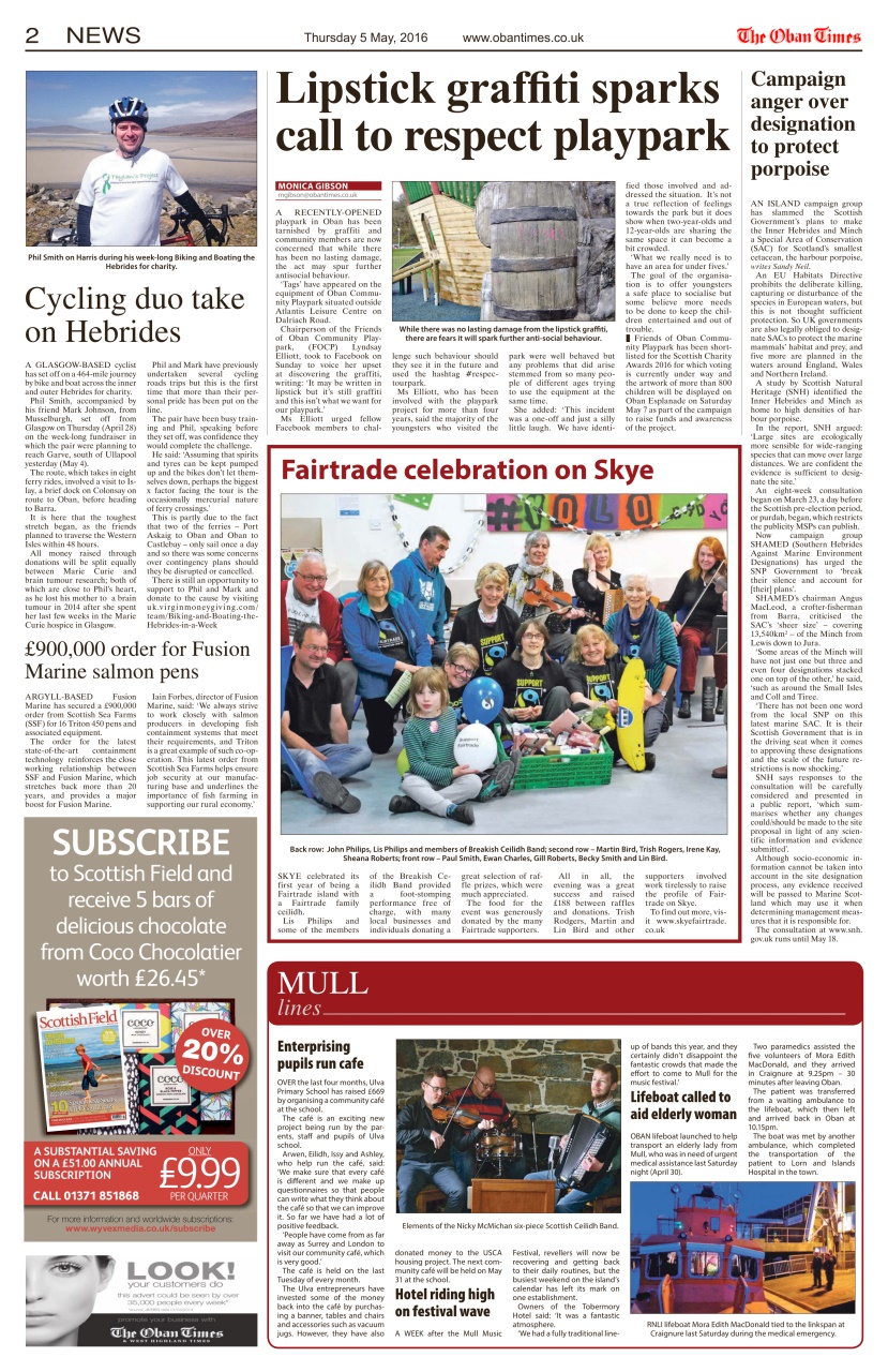 The Oban Times & Lochaber Times Preview Pages