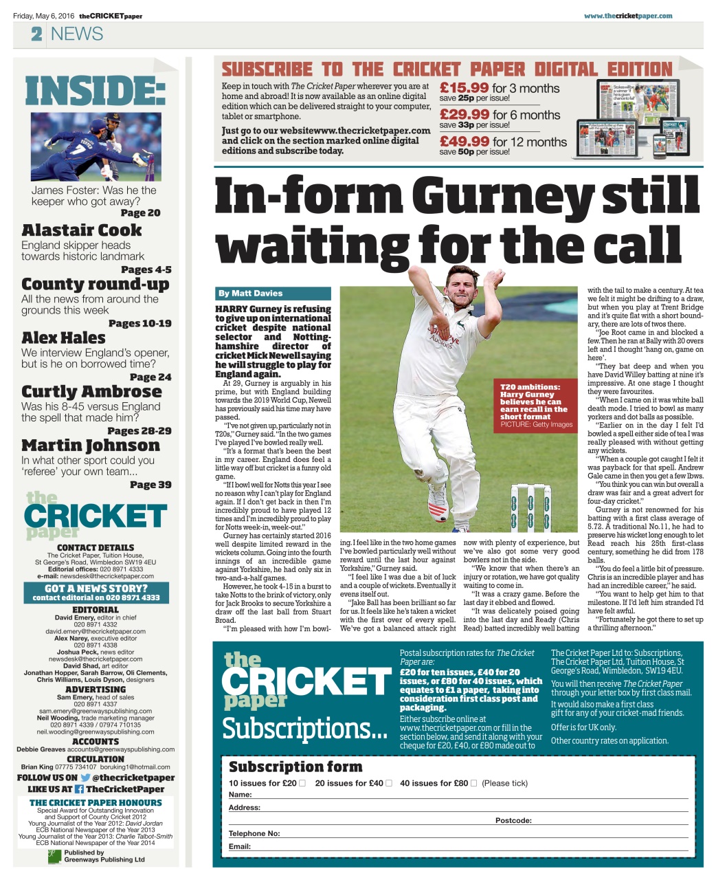 The Cricket Paper Preview Pages