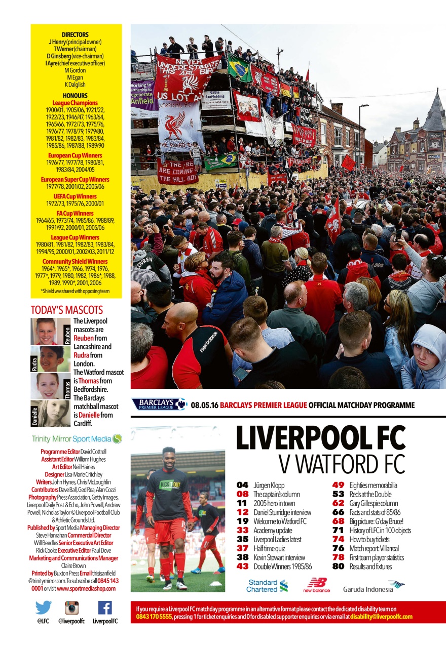 Liverpool FC Programmes Preview Pages